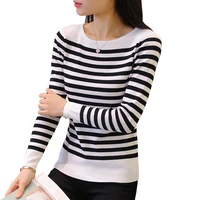 2021 new autumn basic sweater shirt korean casual loose long sleeve stripe tops women knitted sweaters and pullovers pull femme