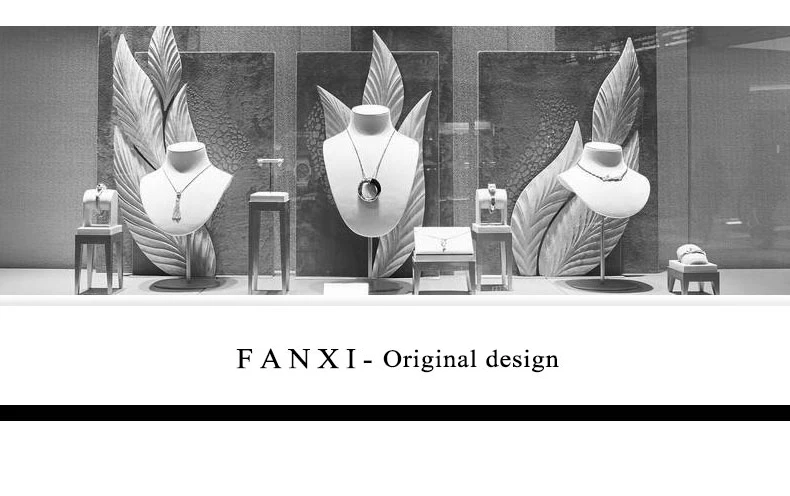 FANXI Новая Металлическая Витрина для украшений, набор, кольцо, ожерелье, серьги, держатель для дисплея, полка с кожаной микрофиброй, ювелирная витрина