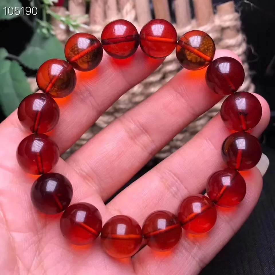 

12mm Natural Red Blood Amber Bracelet Jewelry For Women Lady Men Healing Gift Crystal Round Beads Reiki Gemstone Stretch AAAAA