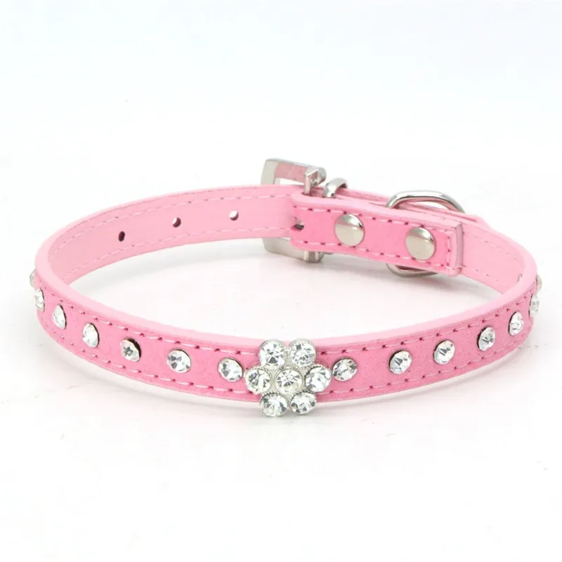 Розовые маленькие ошейники для собак кошек со стразами товары домашних животных