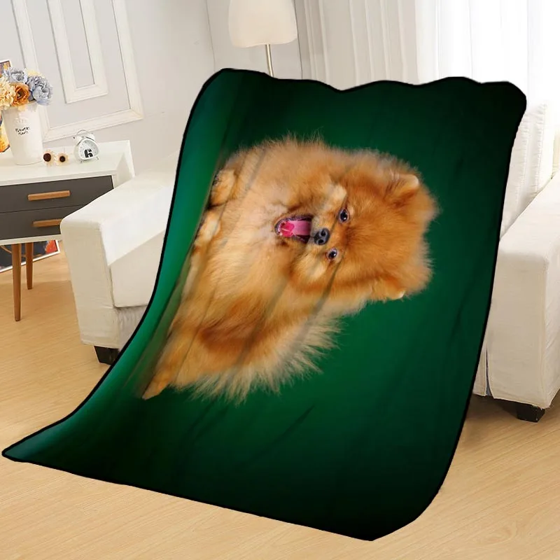 ?? カスタムポメラニアン毛布ベッドスローブランケットソフトブランケット夏毛布アニメ毛布旅行毛布