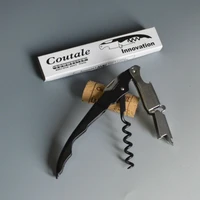 high quality coutale mini corkscrew pocket wine opener convenient to carry double hinges wine bottle opener with paper sheath