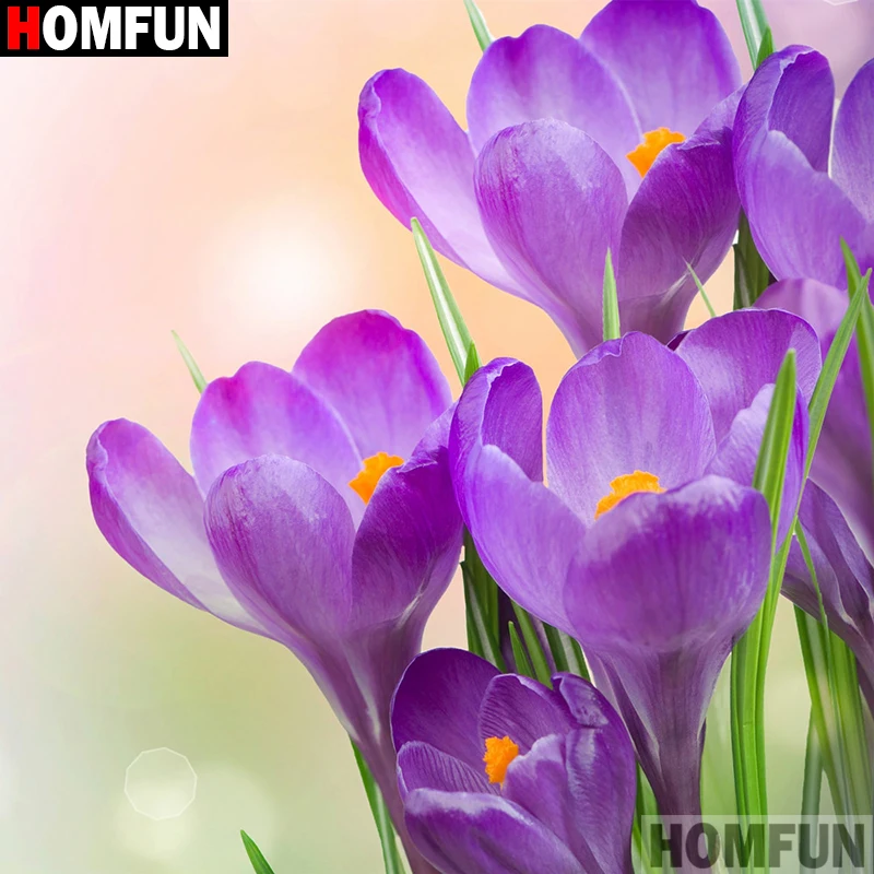 Алмазная 5d-картина HOMFUN фиолетовый цветок вышивка крестиком с полными