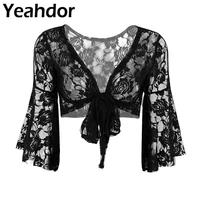 womens lady long flare sleeve belly dance butterfly lace top shrug fashion cover up open front cardigan wraps wedding party wrap