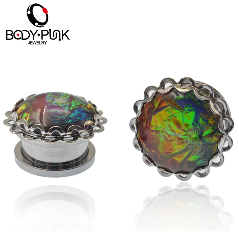 1 пара туннелей для пирсинга тела в стиле панк из коричневой фольги с заглушкой