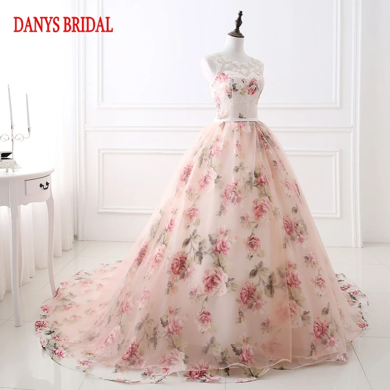 Камуфляжные свадебные платья Цветные Цветочные рандомные корсеты бальное