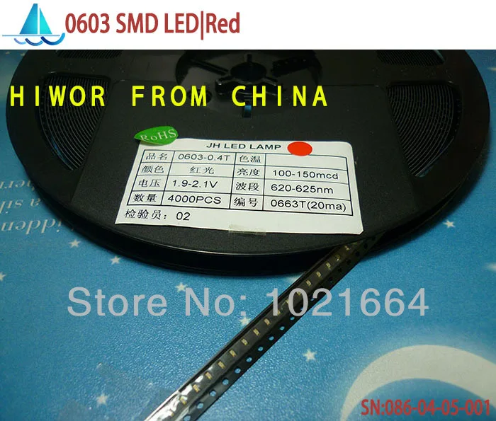 (1000 шт./лот) (LED | SMD) 0603 SMD LED красный излучающий цвет светоизлучающий диод 4000 шт. в