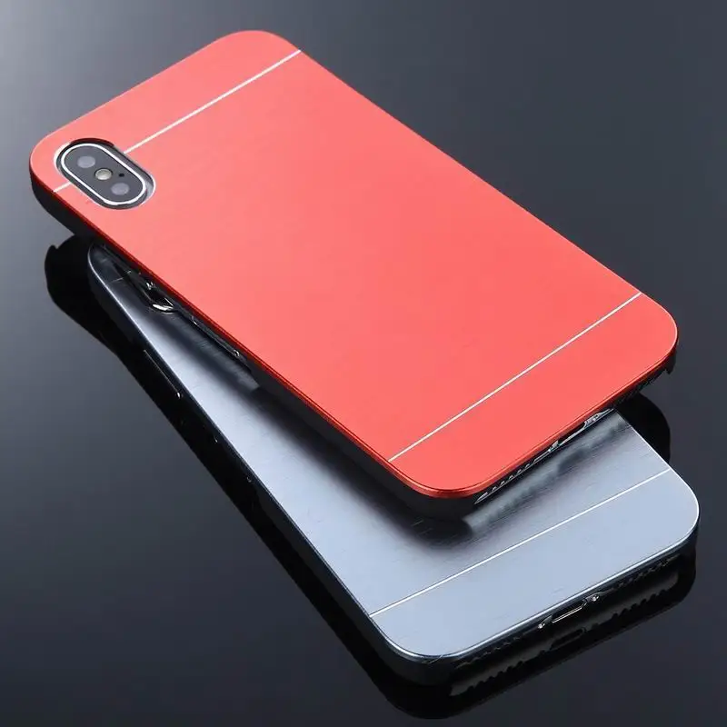 Luxury Aluminum Metal Brush Phone Case For iPhone X XS 7 8 Plus Hard Plastic Hybird Back Cover 6 6s Coque Fonda |