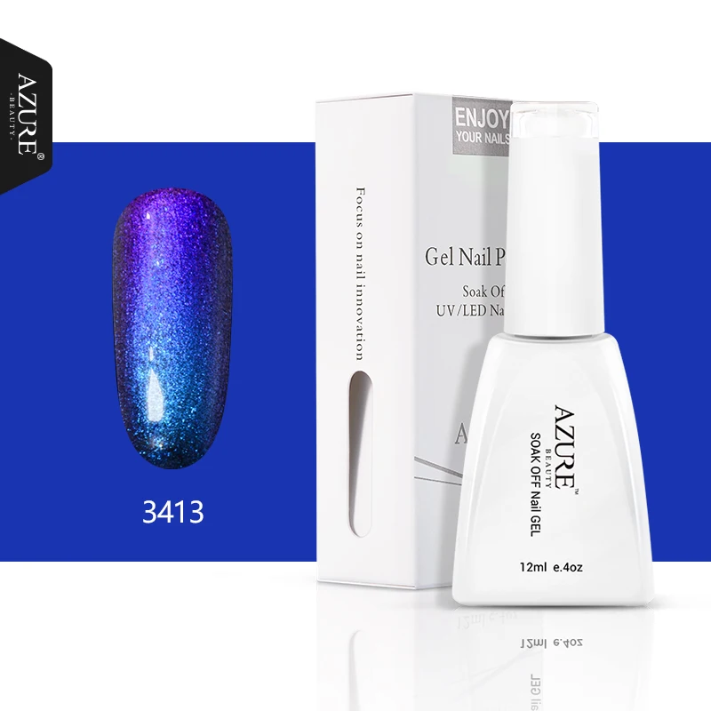 Azure beauty Хамелеон УФ-гель для ногтей Phantom Led Nail Art Гель лак Полупостоянный Гибридный лак нужен черный гель - Цвет: 3413