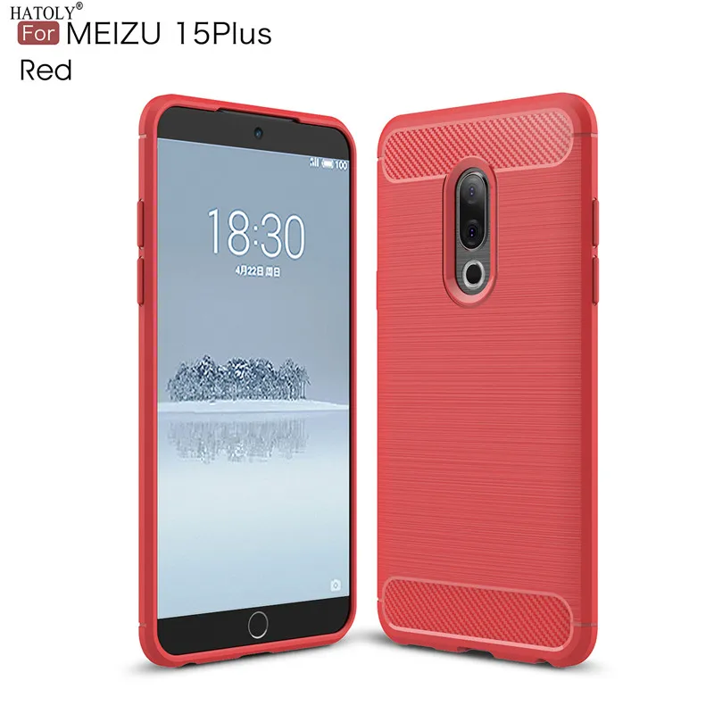 Чехол HATOLY для Meizu 15 Plus мягкий резиновый чехол из углеродного волокна чехлы
