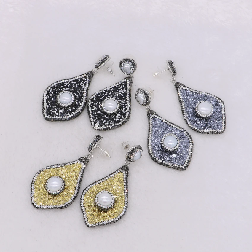 Fashion Bling bling petal shape earrings pay rhinestone&amp pearls jewelry Wholesale gift for lady 1500 | Украшения и аксессуары