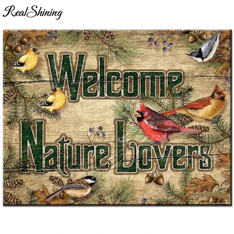 5d алмазное искусство природа любовь Диамант картина добро пожаловать птицы