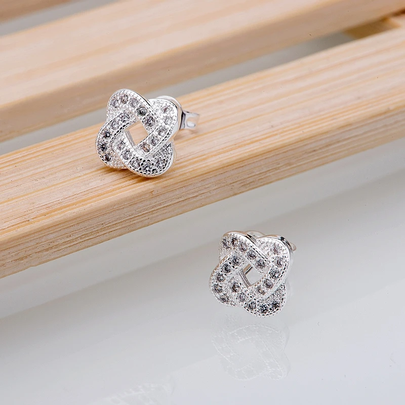 Посеребренные серьги серебряные модные ювелирные изделия Переплетенные