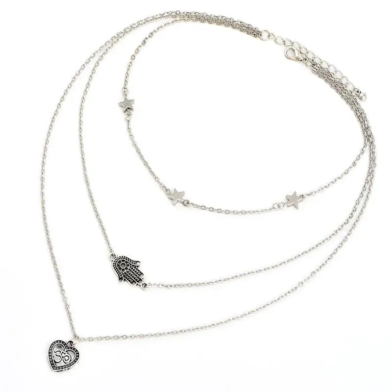3 шт./компл. Boho ладони OM сердце звезда многослойное ожерелье с подвеской для