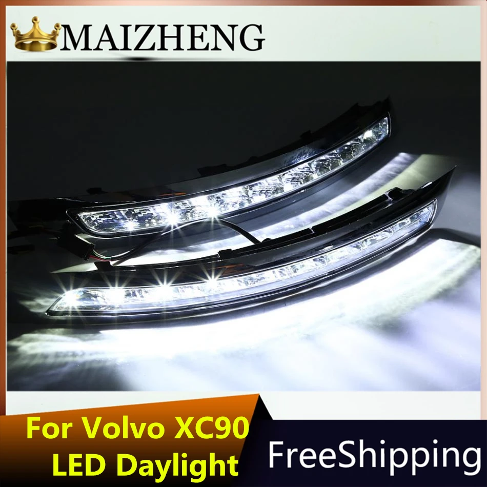 1 пара 12 В светодиодный DRL для Volvo XC90 2007-2013 дневные ходовые огни поворотные сигнальные бампера противотуманные фары с затемнением