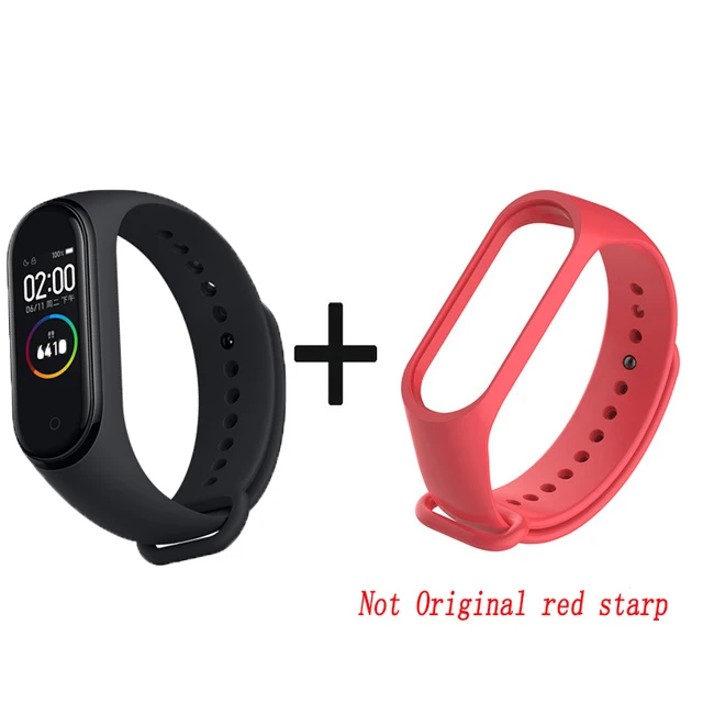Xiaomi mi 4 смарт mi Band цветной экран браслет пульсометр фитнес музыка Bluetooth 5,0 50 м водонепроницаемый - Цвет: red