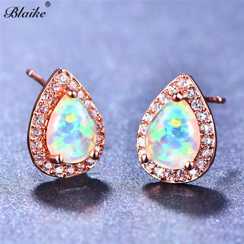 Женские серьги-гвоздики с опалом Blaike серьги из розового золота зеленым/белым