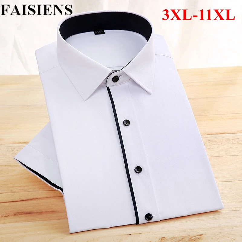 Мужская рубашка FAISIENS 8XL 9XL 10XL 11XL летняя с отложным воротником и короткими рукавами