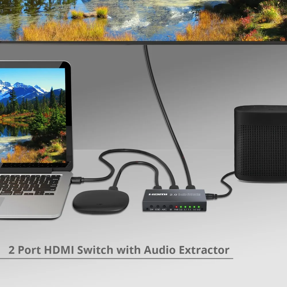 Proster преобразователь аудиосигнала HDMI 2x1 HDMI 2,0 переключатель с аудио экстрактором поддержка 4K@ 60Hz пульт дистанционного управления Blu-Ray плеер Xbox One
