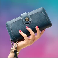 vintage button phone purses women wallets female purse leather brand retro ladies long zipper wallet card clutch bag