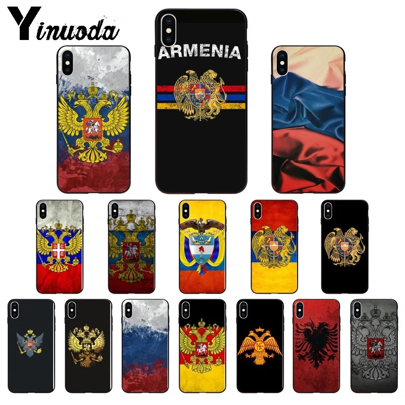 Yinuoda Армении Албании флаг России эмблема мягкий чехол для телефона из ТПУ для iPhone 8, 7, 6, 6 S, Plus, 5, 5S SE XR X XS MAX корпус под плетенную сумку