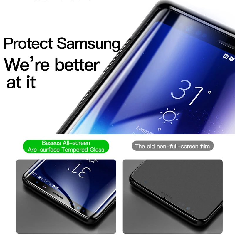 Защитная пленка для экрана Baseus из закаленного стекла для samsung Galaxy Note 9, 8, S9, S8 Plus, Note9, Note8, 3D, полное покрытие, защитное стекло