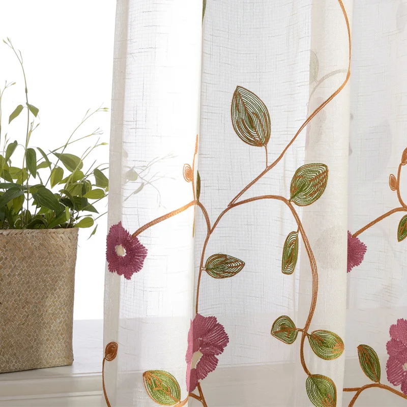 

MYRU Polyester Cotton Embroidered Tulle Curtain
