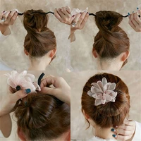 woman flower donuts twist headband magic hair bun maker diy hairstyle tool pearl french bud dish hair accessories sweet hairband