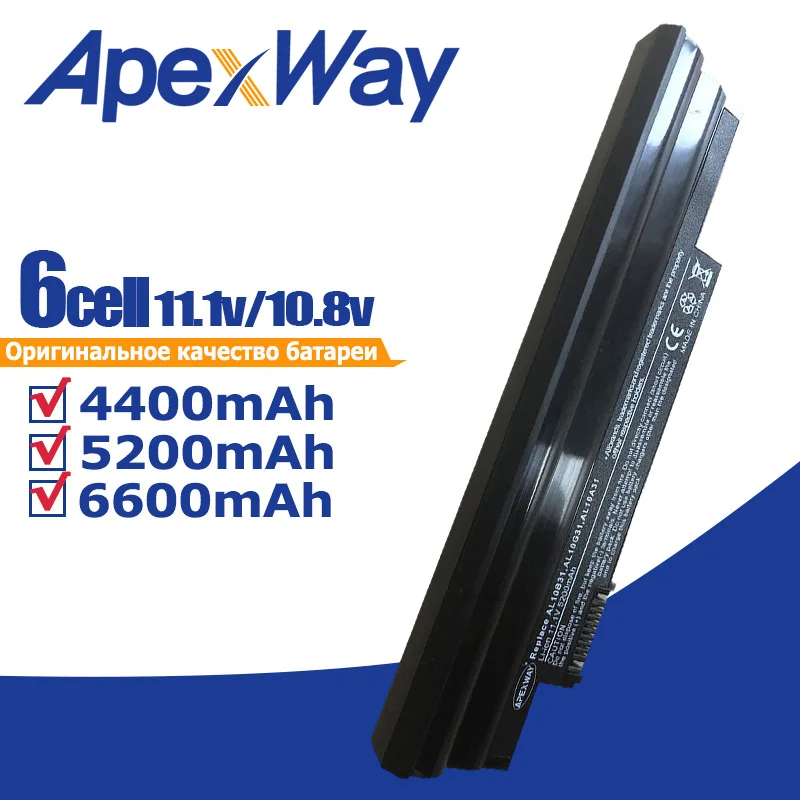 11 1 В 6 ячеек черный Аккумулятор для ноутбука AcerAspire One 522 722 D255 D260 D270 E100 AOD255 AOD260 AL10A31
