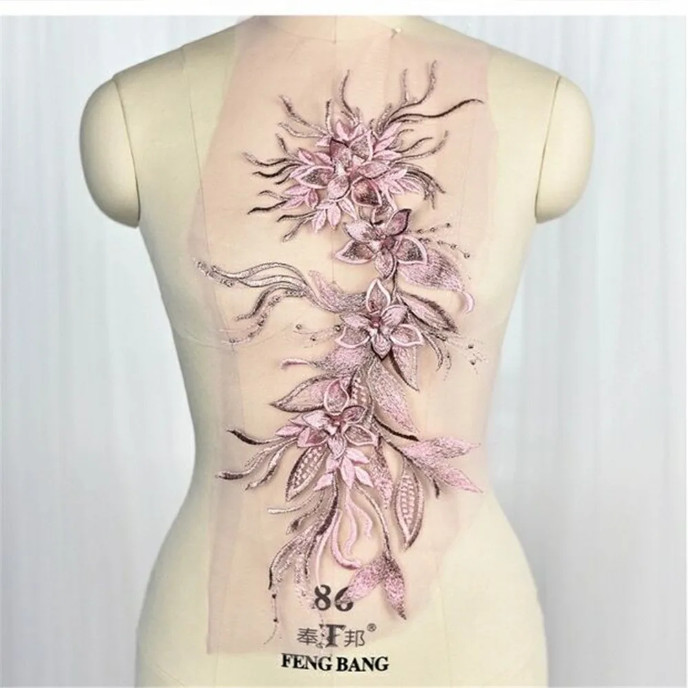 Винтажное темно-синее 3D цветочное кружевное декольте Воротник Аппликация