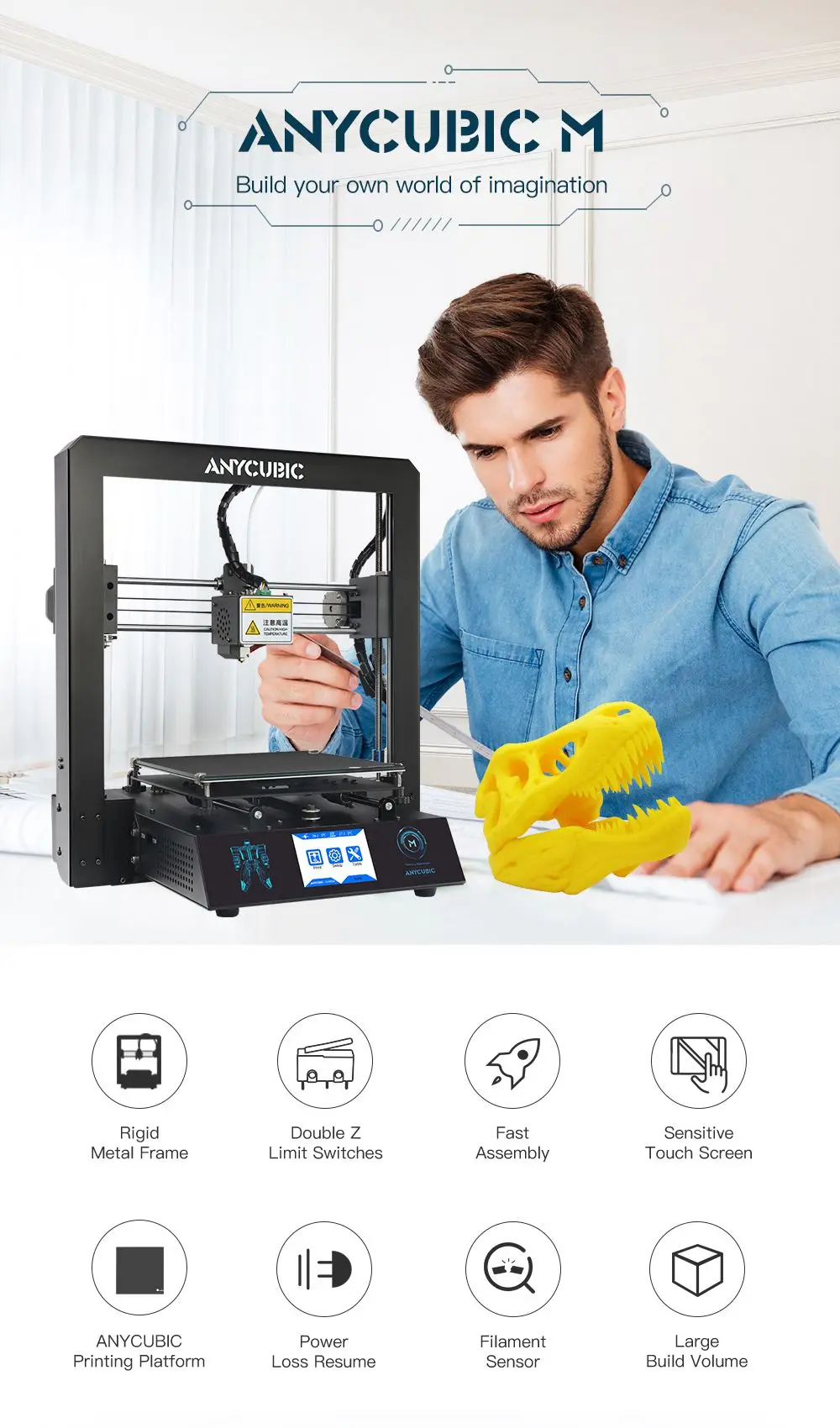 ANYCUBIC 3d принтер I3 Мега большого размера плюс металлический TFT сенсорный экран 3d принтер высокая точность 3D Drucker Impresora