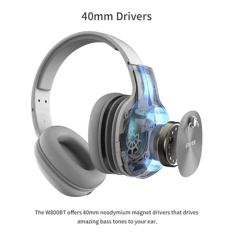 Беспроводные bluetooth-наушники EDIFIER W800BT на ухо обеспечивают легкий комфорт и до 35 часов воспроизведения