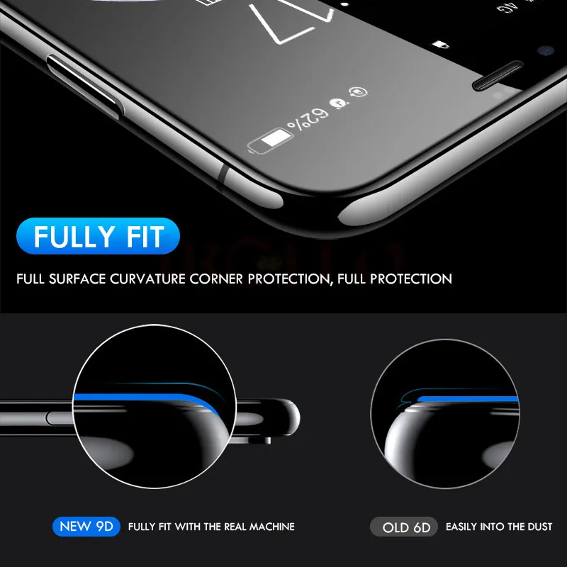9D полный изогнутый край закаленное стекло на для iPhone 7 8 6 6s плюс Защита экрана X XR XS