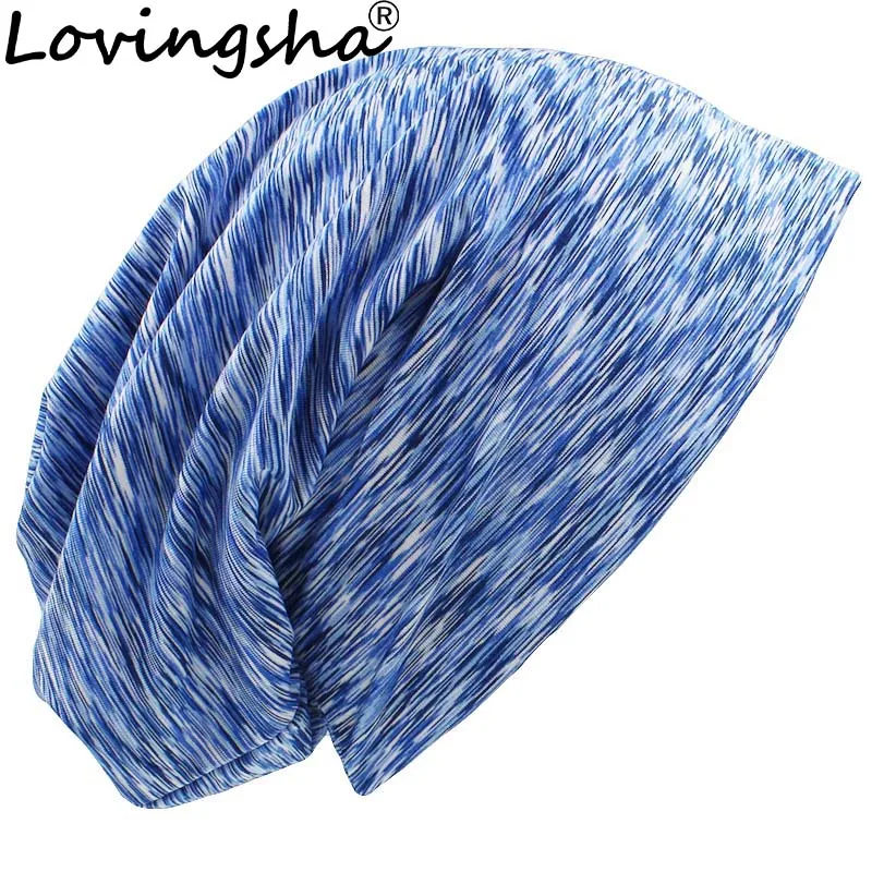 LOVINGSHA осень зима женские полосатые дизайнерские женские шапки мужские Skullies Beanies для дам тонкая модная шапка для девушек HT081