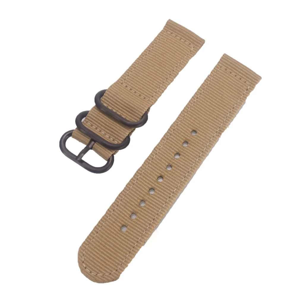 Black buckle beige 18 мм, 20 мм, 22 мм, 24 мм, мужской нейлоновый ремешок для часов Nato, Военный Спортивный армейский ремешок для часов, аксессуары, браслет, несколько цветов для мужчин и женщин - Цвет ремешка: Black buckle beige
