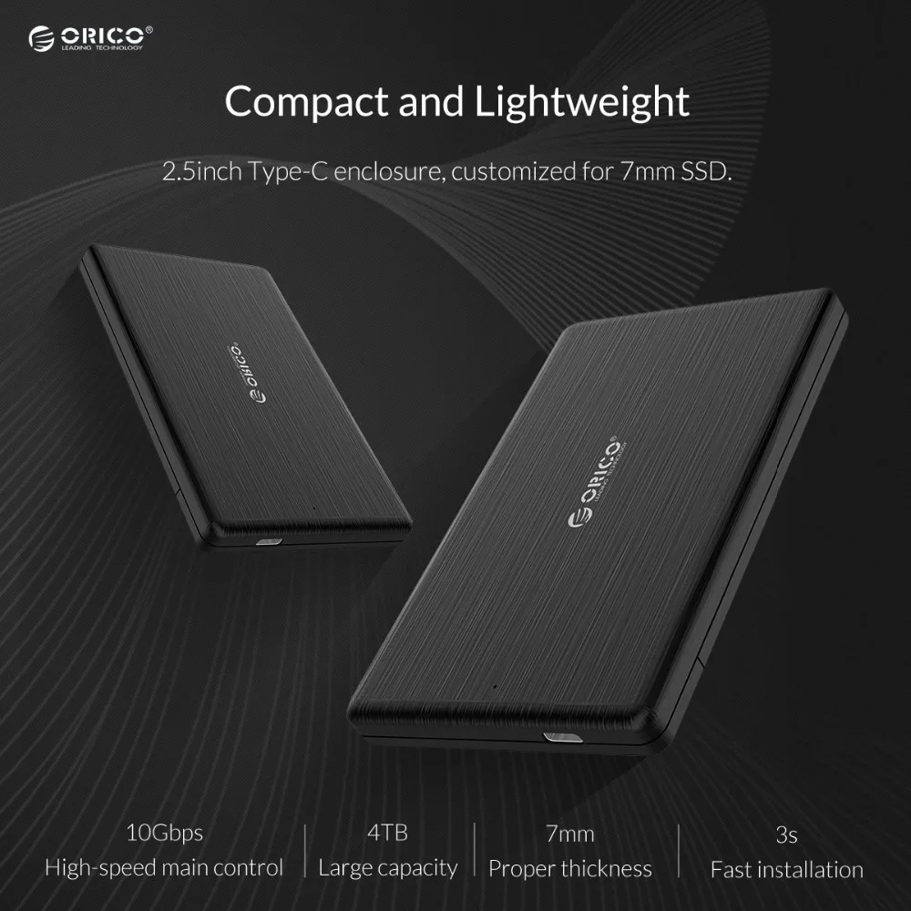 Чехол ORICO HDD 2,5 дюйма SATA для USB3.1 Gen2 type-C/USB3.0 SSD адаптер для 7 мм USB C коробка для жесткого диска внешний HDD корпус
