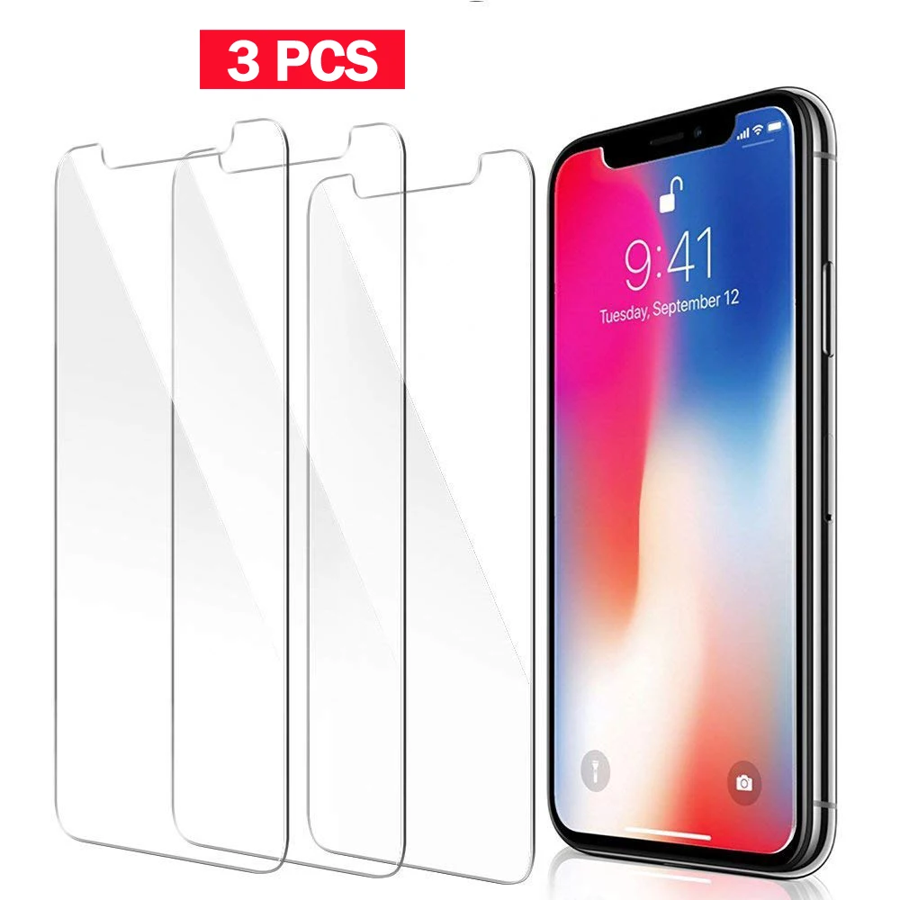 3 шт. закаленное стекло для iphone 7 8 6 6S Plus Защитное экрана XS MAX XR X Защитная пленка