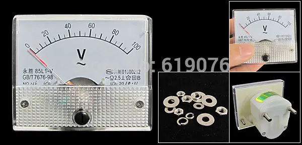 

AC Analog Meter Panel 100V Volt meter Ammeters 85L1 0-100V Gauge
