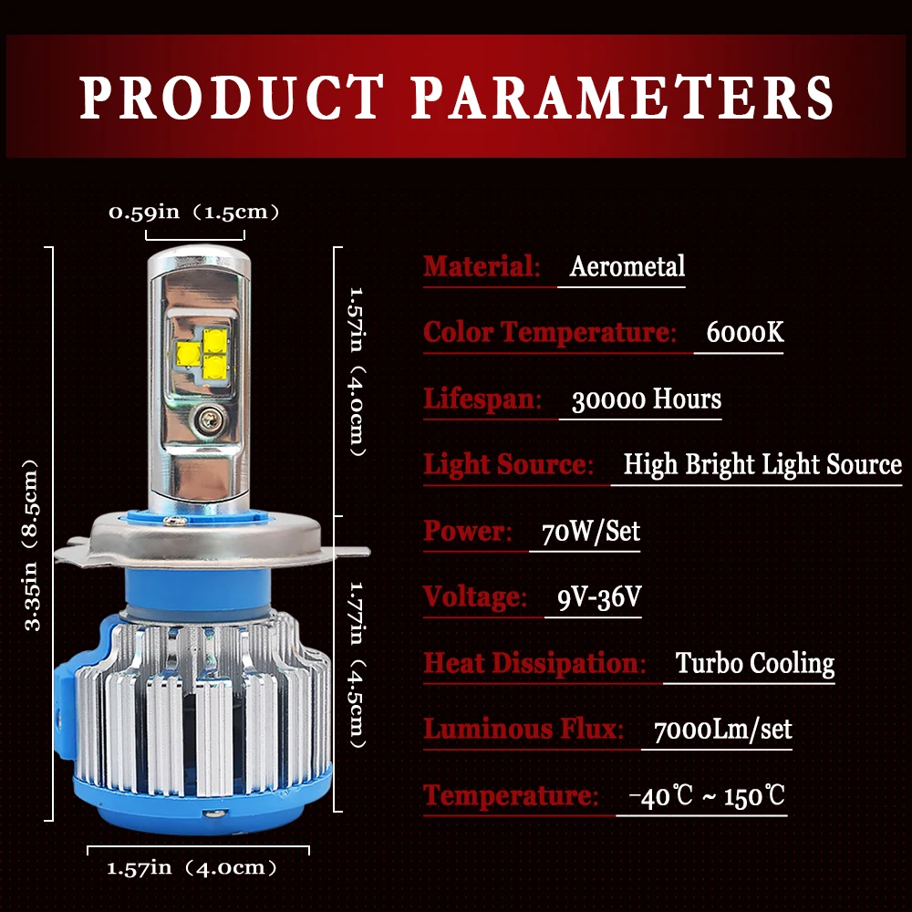 H4 светодиодный светильник H1 H7 H11 H3 HB4 70 Вт 7000LM 6500 к H8 H9 9005 9006 HB3 автомобильный