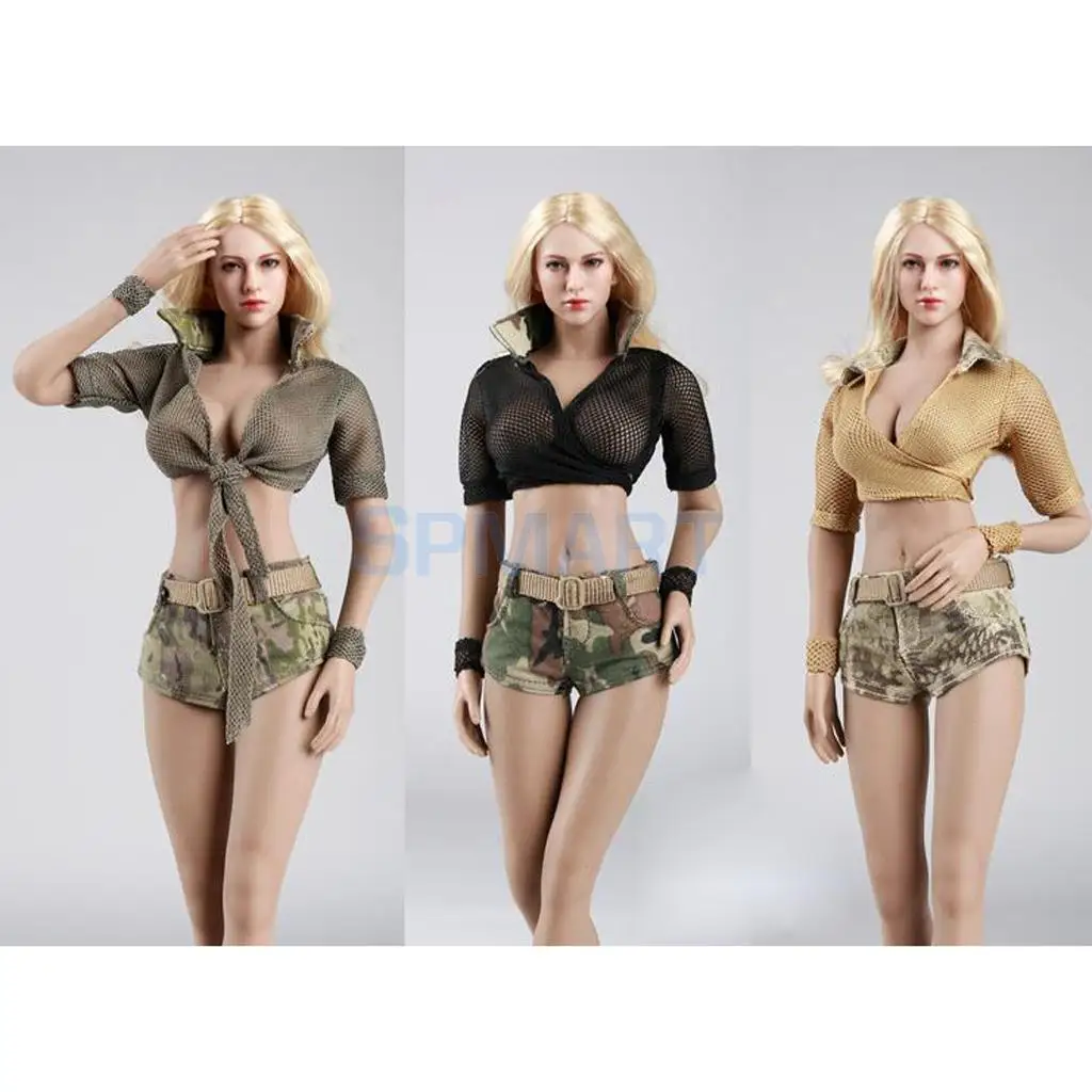 1/6 весы женской одежды Mesh Bra Top и комплект с шортами камуфляжного цвета для детей