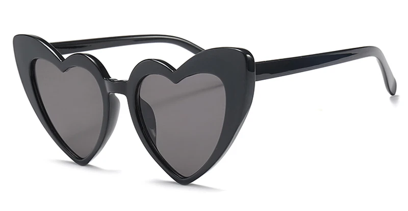 full black Женские солнцезащитные очки Peekaboo love heart, кошачий глаз, винтажные, рождественский подарок, черные, розовые, красные, в форме сердца, солнцезащитные очки для женщин, uv400 - Цвет линз: full black