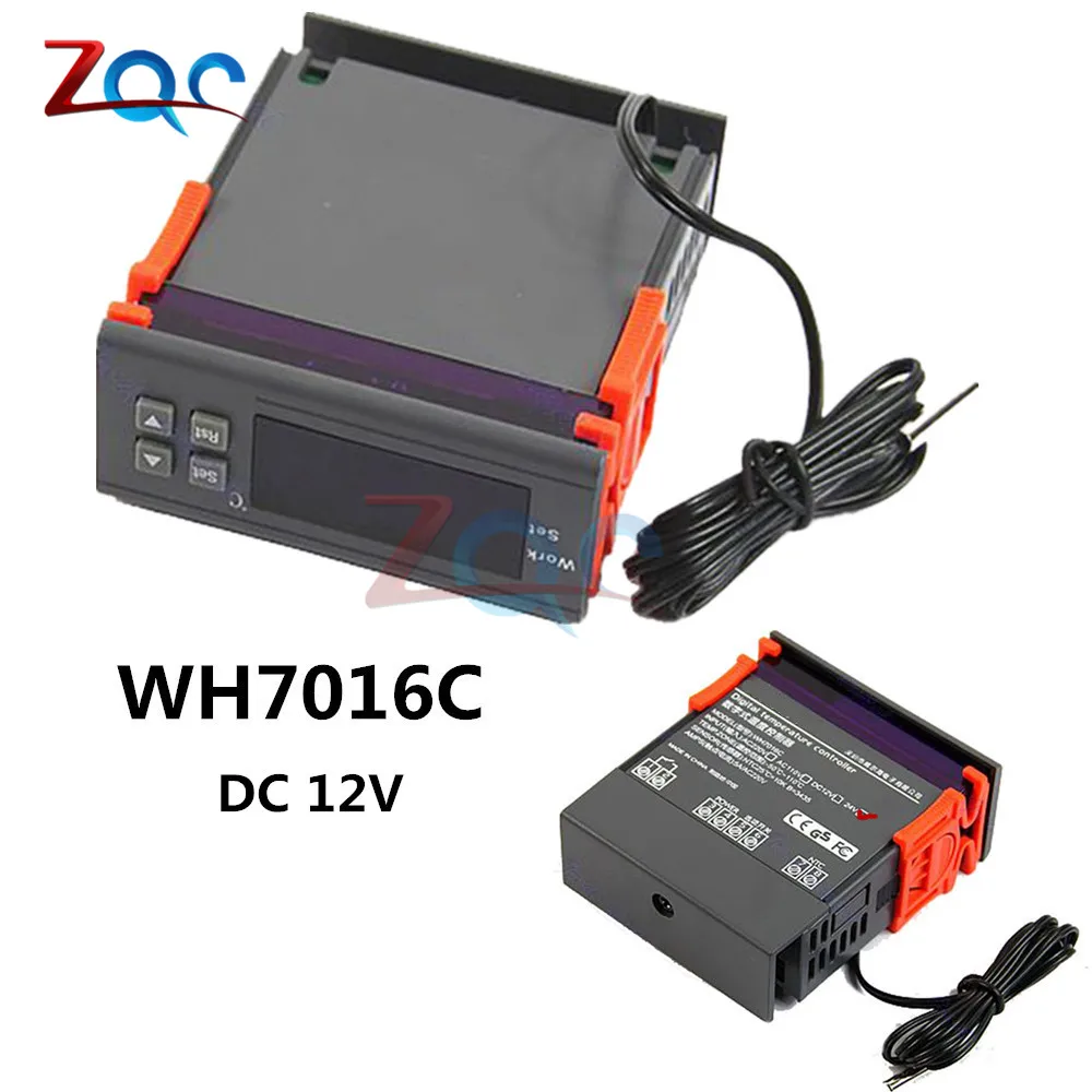 DC 12V 24V AC 110V 220V светодиодный цифровой Температура Управление; терморегулятор Термостат Управление W/нагревателем и охладителем зонд - Цвет: WH7016C DC 12V