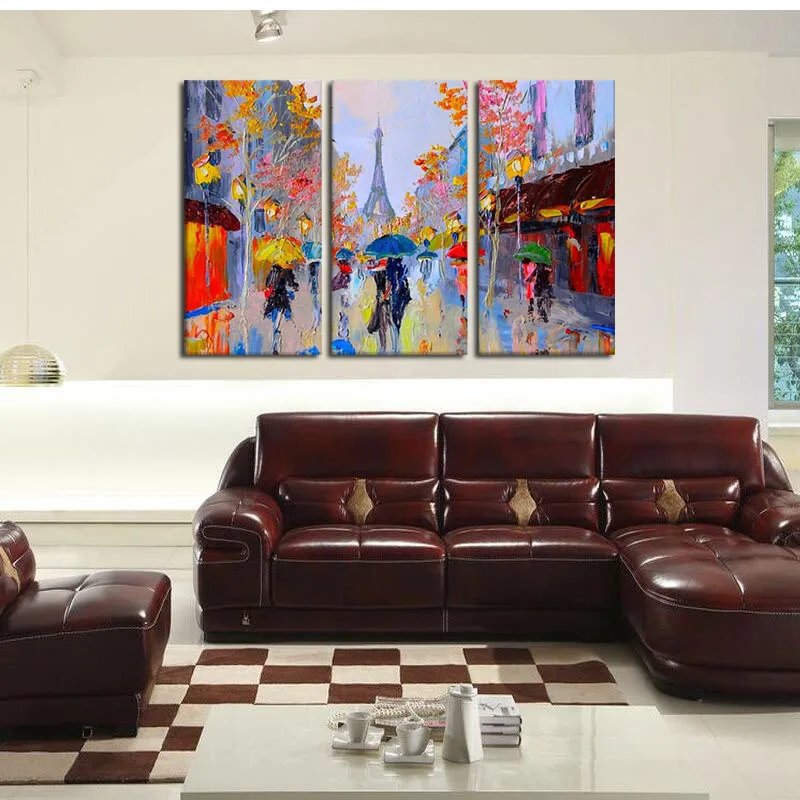 3 шт./лот Романтический Париж Ручная роспись Современная Абстрактная масляная