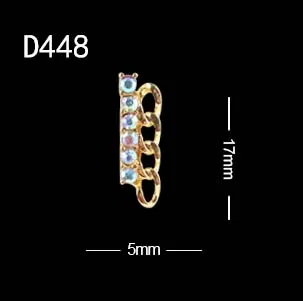 D448 10 шт./лот,, амулеты, Длинные полосы, стразы, для украшения ногтей, 3D, квадратная форма C, сплав, драгоценные камни для ногтей - Цвет: D448