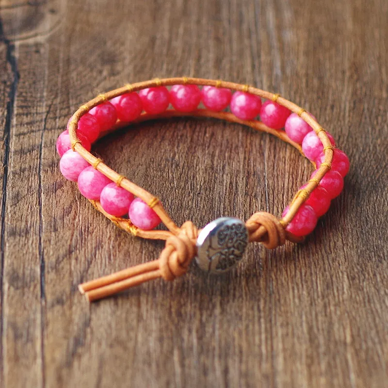 Женские кожаные браслеты ручной работы и браслет на запястье диаметром 8 мм с