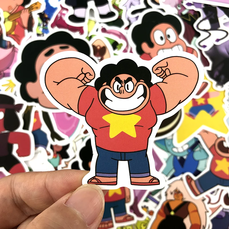 Pegatinas de dibujos animados para coche, pegatinas divertidas de Steven Universe para port&aacute;til, bicicleta, cuaderno, impermeables, 50 unids/set por juego-4