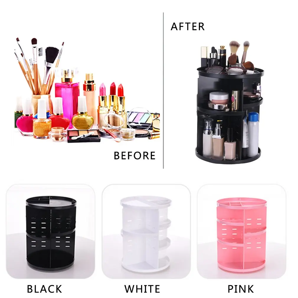 Layered Design 360 Degree Rotatable Multifunction Plastic Cosmetic Storage Rack White | Дом и сад
