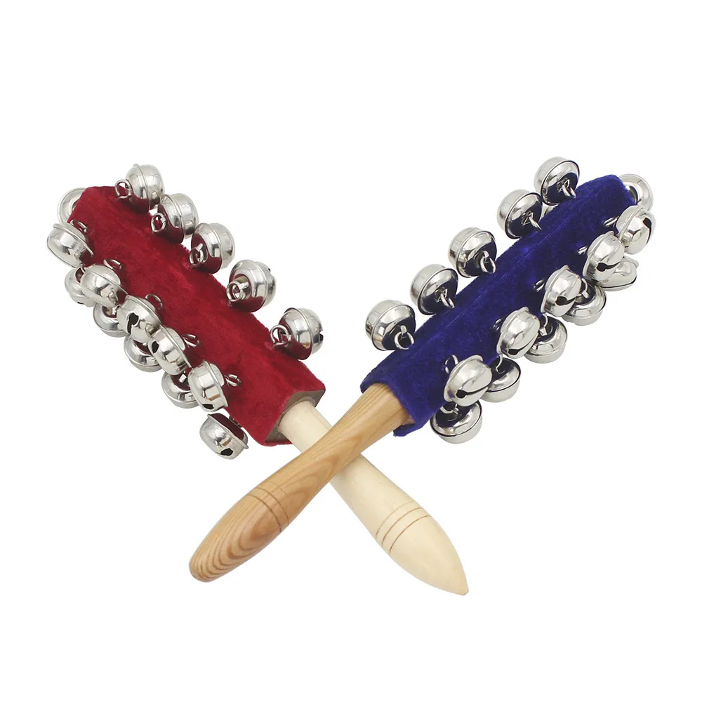 

Rainbow Rattle Jingle Handbell Bell Colorful wooden bell Orff instruments Baby Rattles 10 percussion string of bells