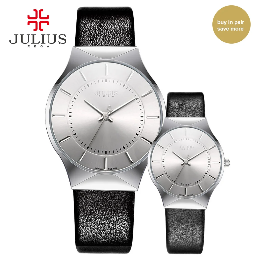 JULIUS JA-577 коричневые серебряные ультратонкие 9 мм простые Брендовые Часы из