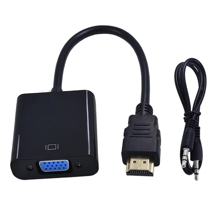 Classic Black TISHRIC HDMI к VGA Аудио кабель мужчин и женщин Hdmi VGA адаптер цифро-аналоговый видео конвертер для ПК ноутбук проектор - Цвет: Classic Black